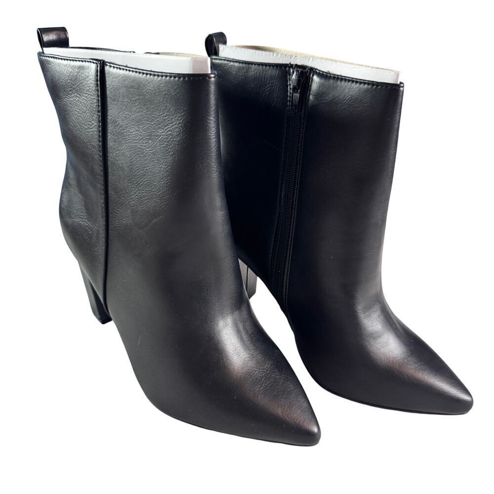 JustFab Olivia-E Black Ankle Booties Sz 9 Pointed Toe Block Heel Zip NIB